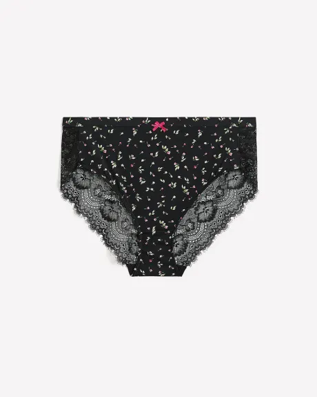 High-Cut Microfibre Brief with Lace and Bow - Déesse Collection