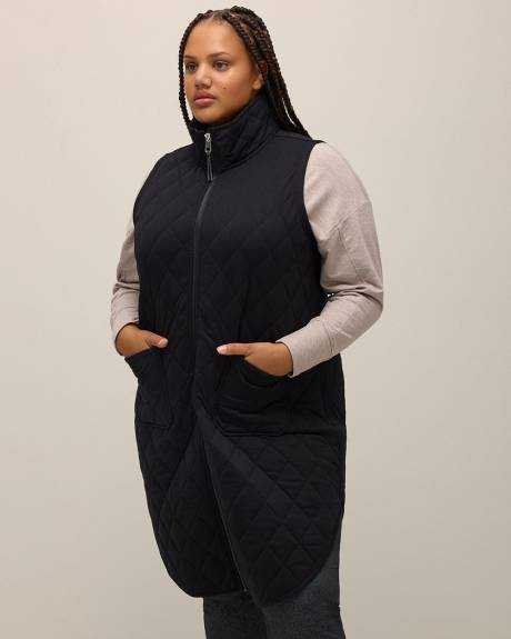 Veste longue matelassée noire avec poches - Active Zone