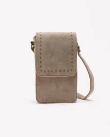 Mini sac à bandoulière en daim et orné de clous