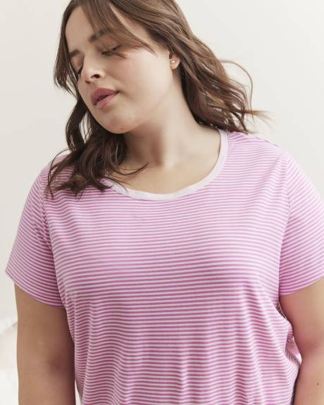Striped Short-Sleeve Short Sleepshirt - ti VOGLIO