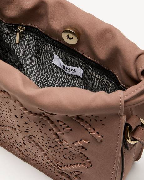 Sac à bandoulière avec détails perforés et tressés