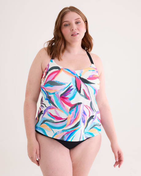 Printed Tankini Top with Ring Detail at Back