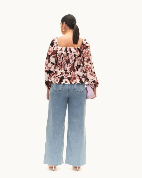 Blouse à encolure en coeur et dos à smocks - Addition Elle
