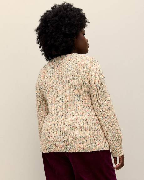 Pull à mailles mouchetées avec encolure en V, tissu responsable