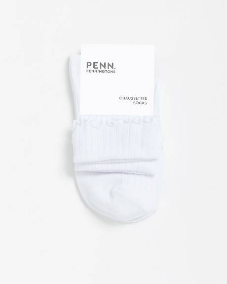 Lettuce-Edge Ribbed Pointelle Ankle Socks Lettuce-Edge Ribbed Pointelle Ankle Socks