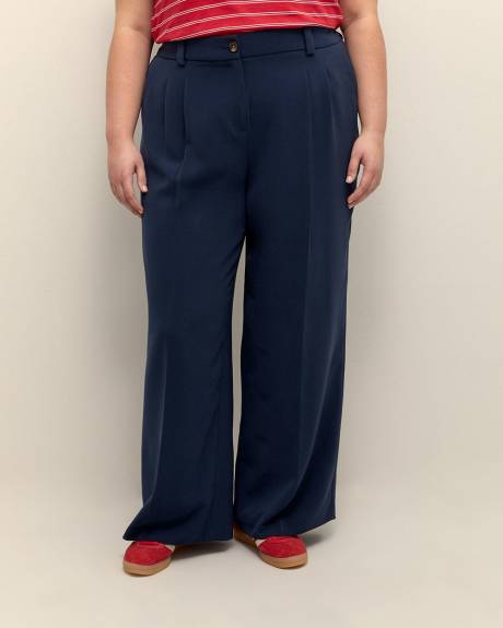 Petite, Blue Wide-Leg City Pant