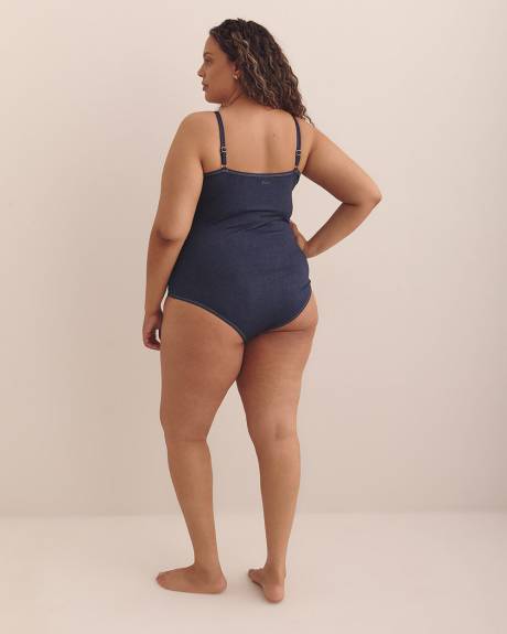 Maillot une-pièce bleu Samantha avec ouverture à l'avant - Nana The Brand