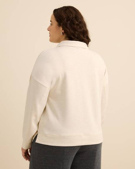 Long-Sleeve Zippered Mock-Neck Top