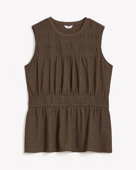 Smocked Sleeveless Knit Top