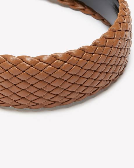 Cognac Faux Leather Braided Headband