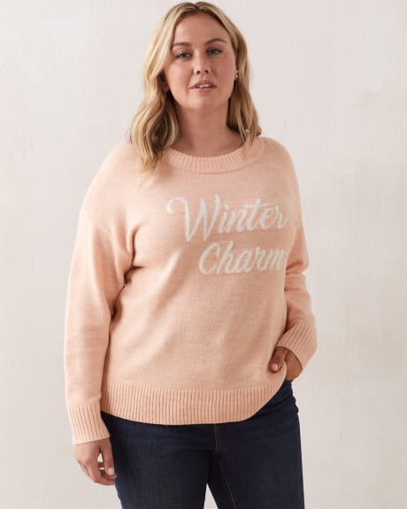 Winter Charm Jacquard Sweater With Elbow Patches - In Every Story