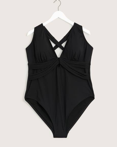 Maillot une-pièce uni avec encolure en V