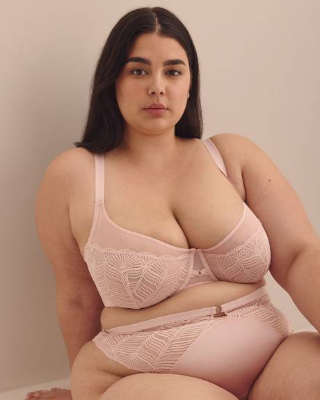 Unlined Underwire Bra with Mesh and Lace - Déesse Collection