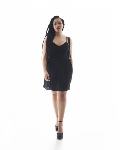 Black Sleeveless Dress with Lace Bodice - Addition Elle