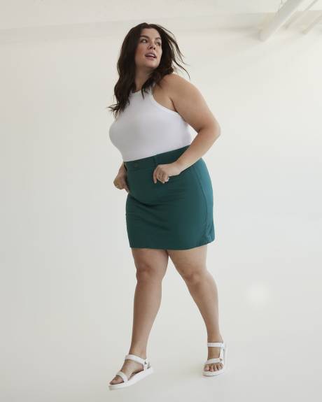 Cotton Cargo Skort with Rib Waistband