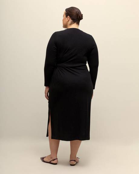 Long-Sleeve Knotted Midi Dress - Addition Elle