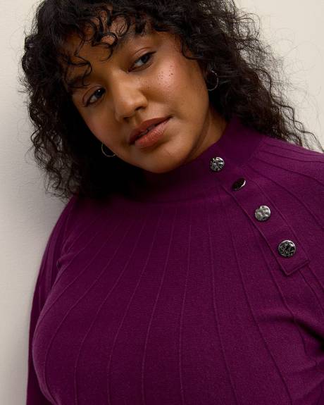 Pull en tricot texturé avec encolure boutonnée