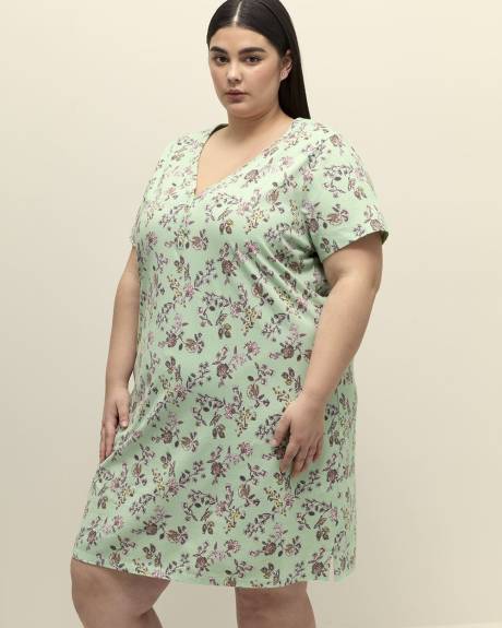 Chemise de nuit verte à motif fleuri et manches courte - ti Voglio