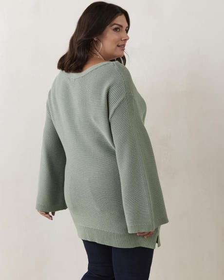 Knit Bell Sleeve Tunic Sweater