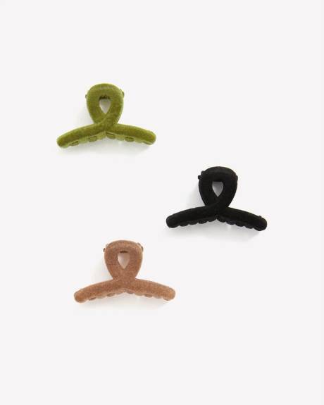Mini Velour Hair Claws, Set of 3
