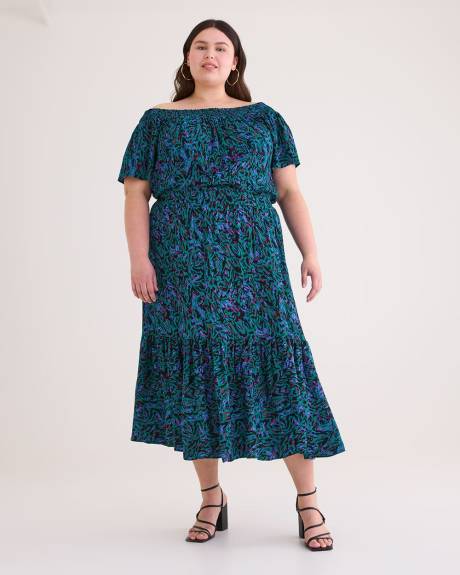 Off-Shoulder Blouse with Smocked Neckline