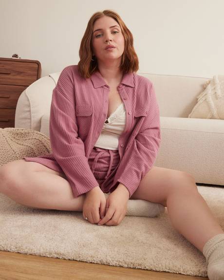 Long Waffle Knit Pyjama Shirt - ti Voglio