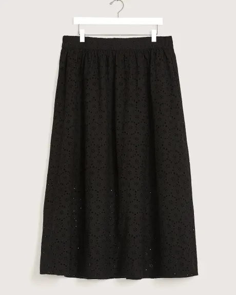 Pull-On Skirt, Black Cotton Eyelet, Ankle-Length - Addition Elle