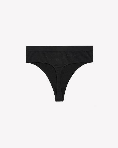 Culotte tanga côtelée sans coutures noire à mailles argentées - ti Voglio