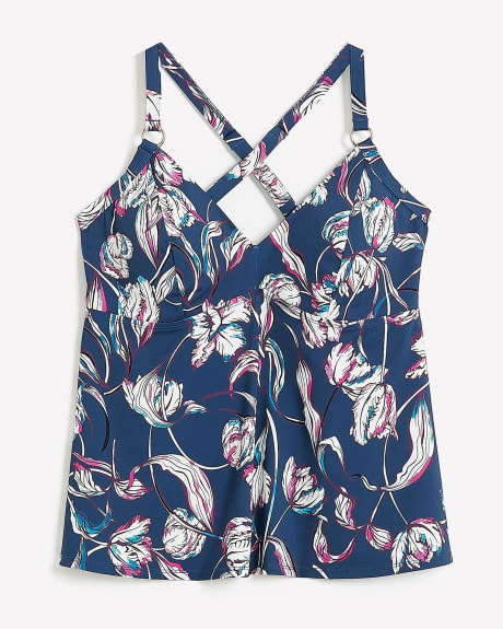 Printed Swing Tankini with Ring Details