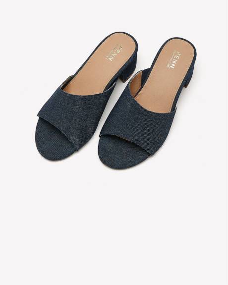 Extra Wide Width, Dark Denim Block Heel Mule