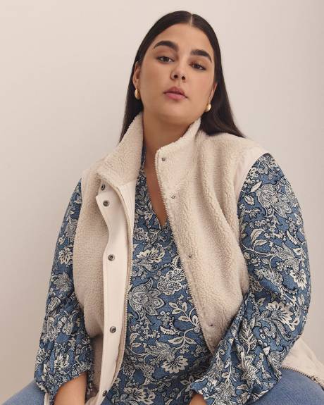 Responsible, Long-Sleeve Mao Split Neck Blouse