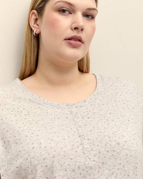 Chemise de nuit longue chinée à motif de coeurs - ti Voglio