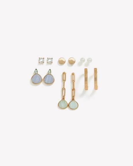 Coloured Fashion Earrings, Set of 6