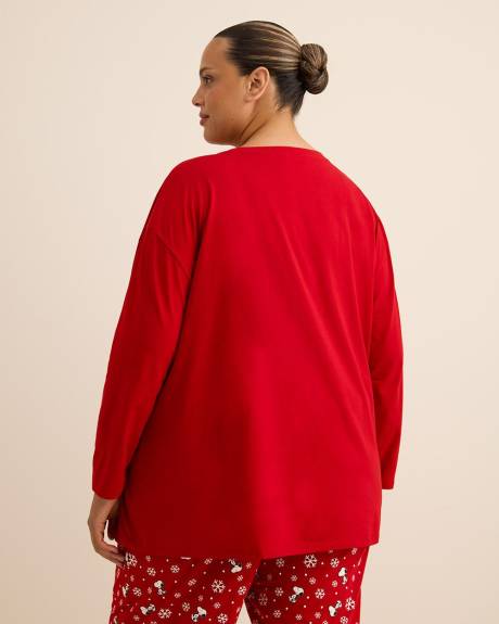 Red Snoopy Long-Sleeve Pyjama T-Shirt - ti Voglio