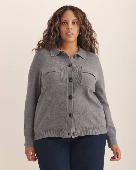 Responsible, Buttoned-Down Polo Sweater Cardigan