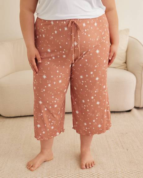 Pantalon pyjama capri côtelé à imprimé d'étoiles - ti Voglio