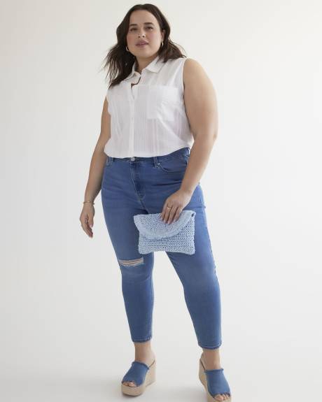 White Cotton Sleeveless Tunic Shirt