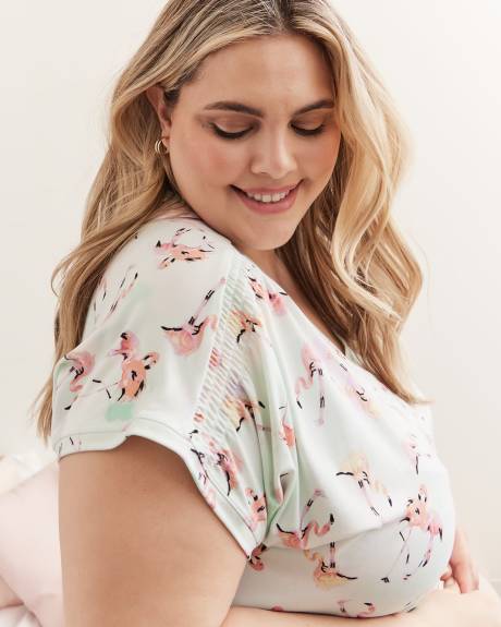 Chemise de nuit courte imprimée sans manches - ti VOGLIO