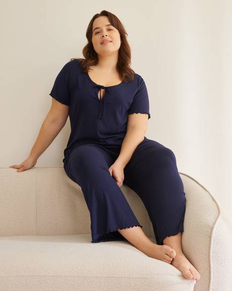 Ribbed Pyjama Top with Round Neckline - ti Voglio