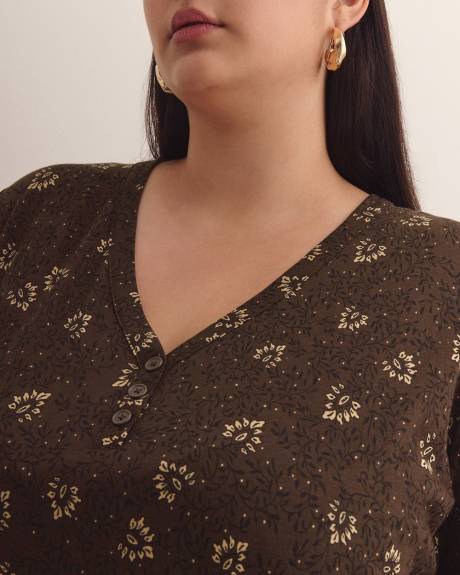 Tunique col en V, coupe girlfriend, tissu responsable