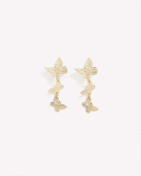 Golden Butterfly Drop Earrings