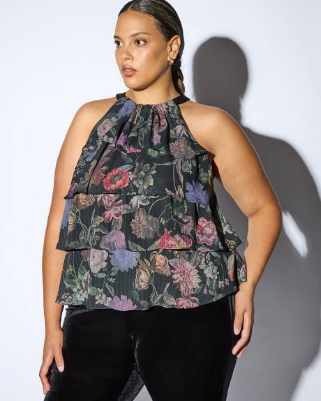 Meredith Shaw x PENN - Floral Halter Layered Ruffle Top