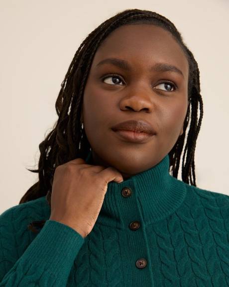 Half-Placket Cable Knit Sweater Half-Placket Cable Knit Sweater