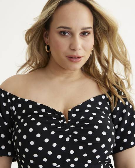 Black & White Polka Dot Print Emma Dress - City Chic