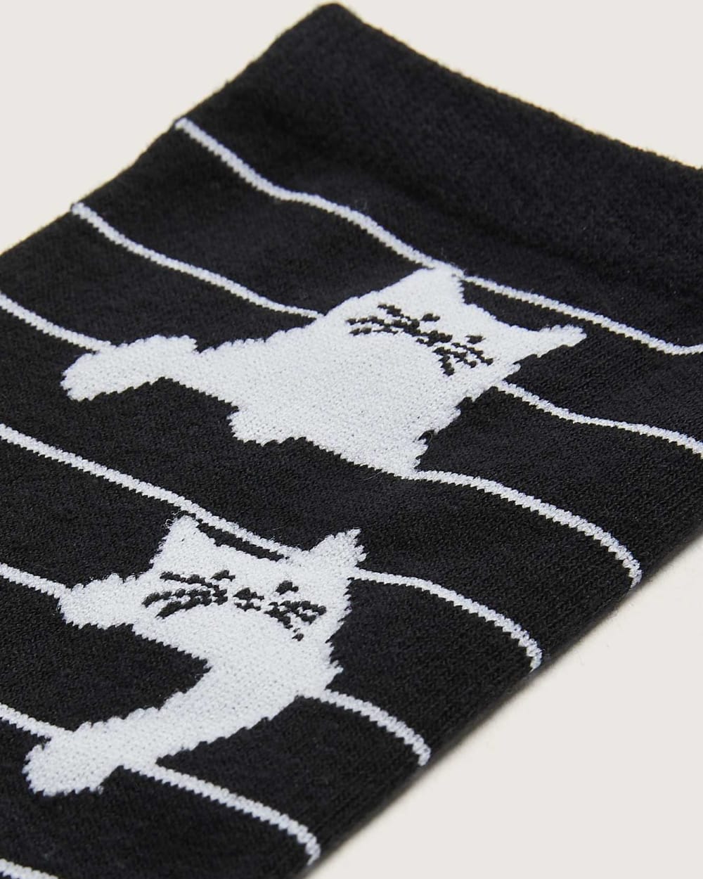 Crew Socks, Stripes with Cat Print - In Every Story | Penningtons