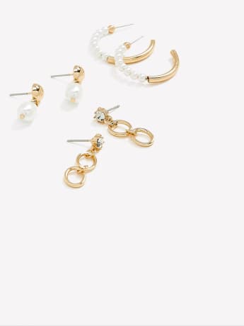 Assorted Pearl Earrings, Set of 3