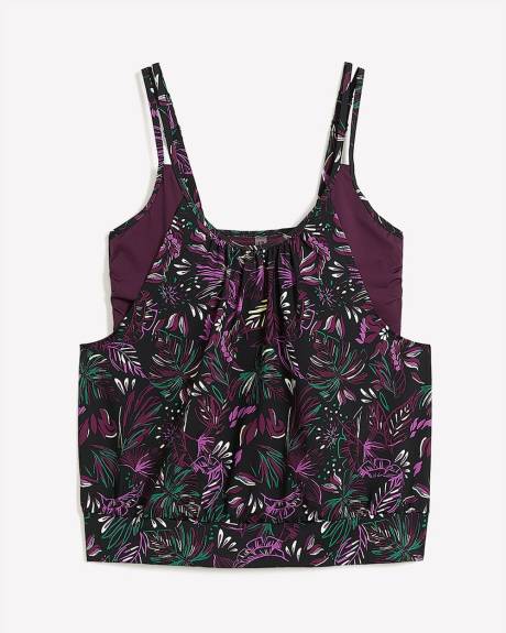 Leaf-Print Tankini with Under Crop Top