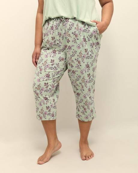 Pantalon de pyjama capri vert fleuri - ti Voglio