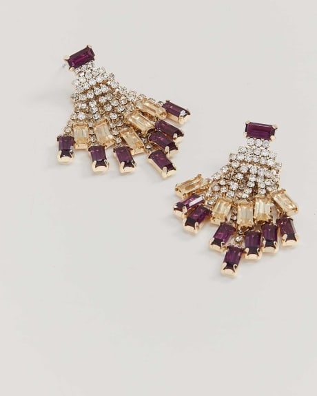 Boucles d'oreilles pendantes avec pierres violettes