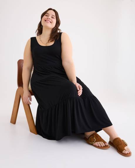 Robe longue avec jupe à volants, tissu responsable